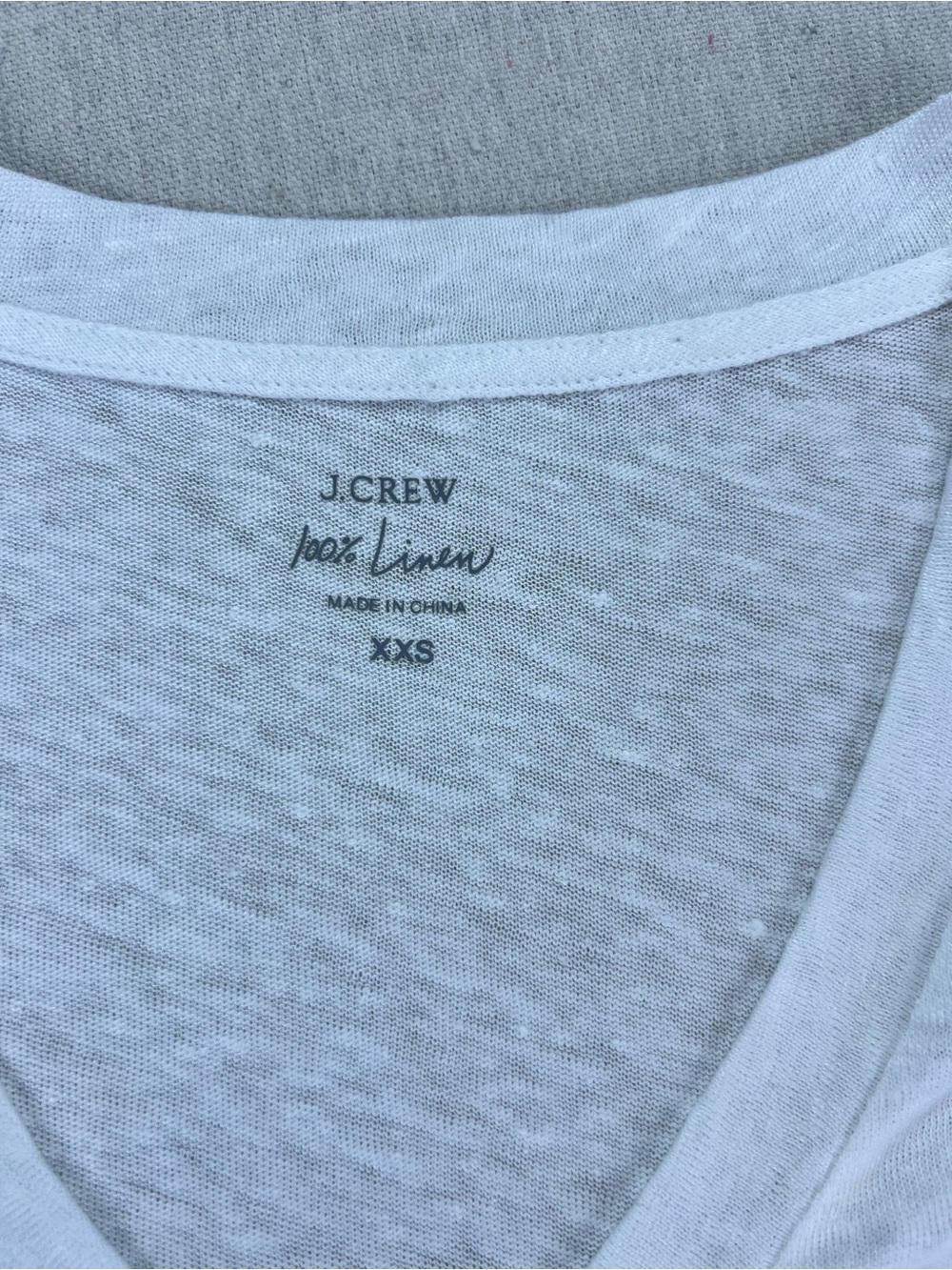 J. Crew Woman’s White Linen V-Neck Women's Tee Size XXS - Picture 3 of 6